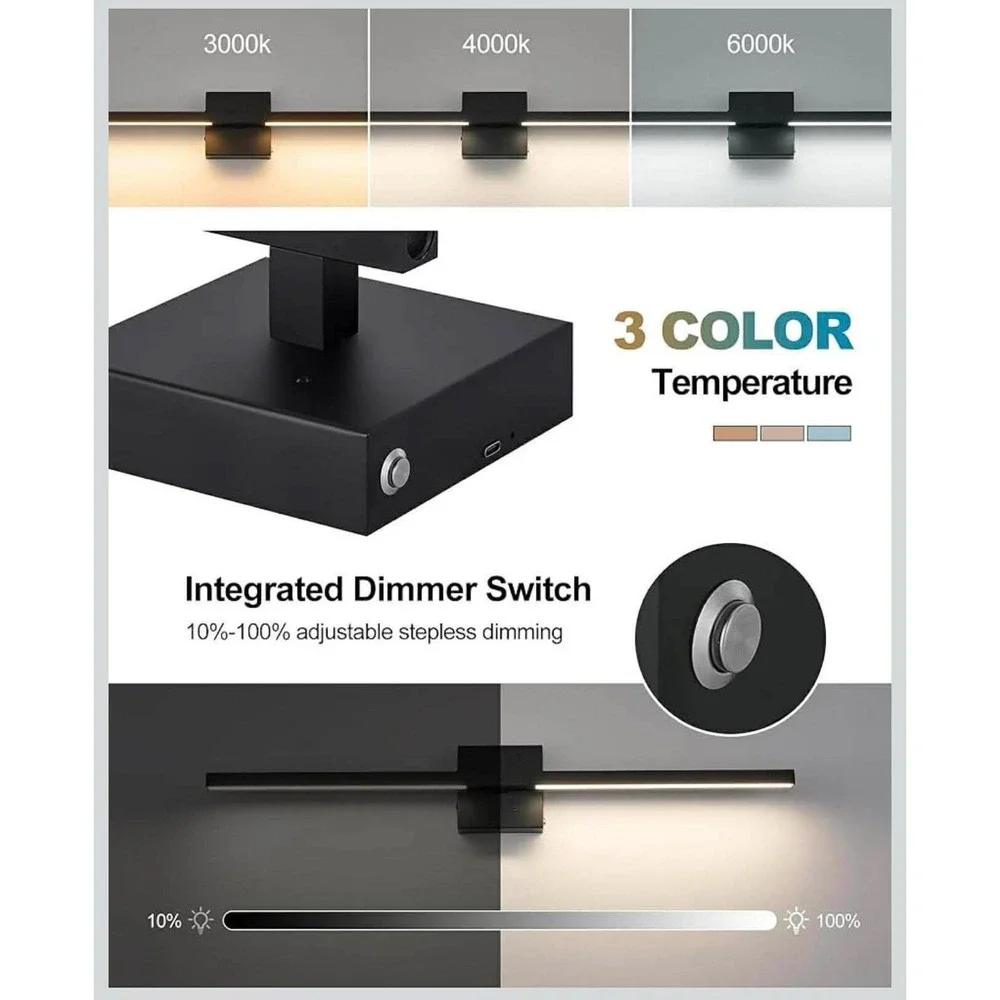 36 Inch Battery Operated Wall Sconce‎ Set of Two, 8000mAh USB Rechargeable W...